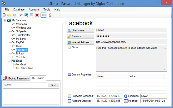 Screenshot of Sisma Password Manager