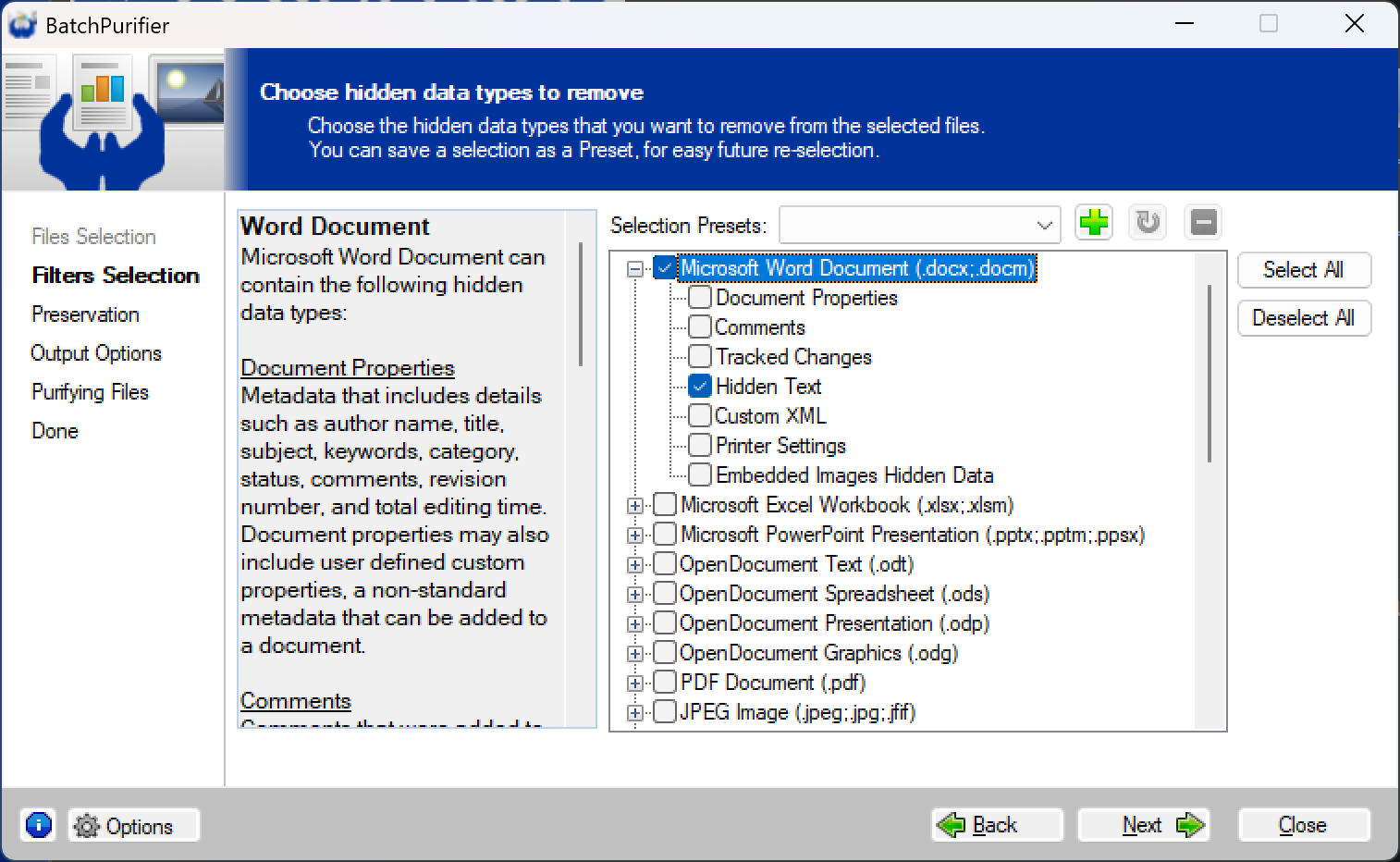 Using BatchPurifier to Remove Hidden Text from Multiple Document Files