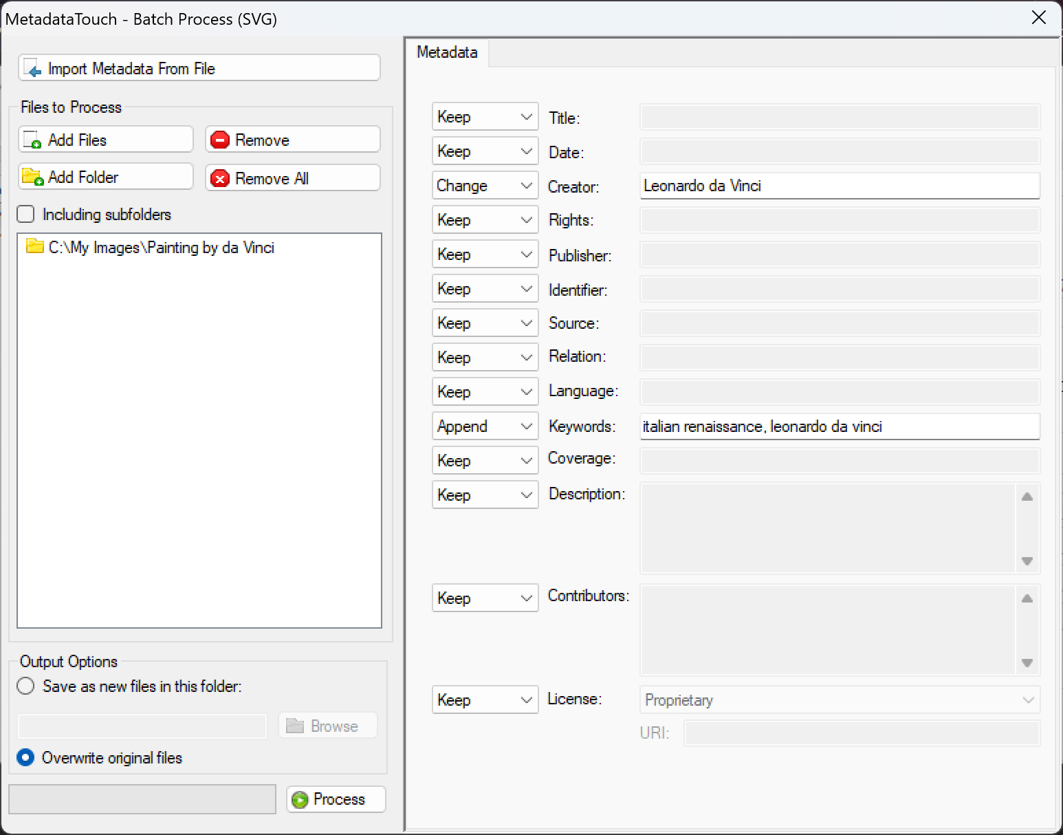 Using MetadataTouch to batch edit SVG metadata